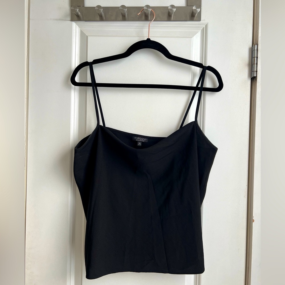 Topshop - 10 - Black Cowl Neck Spaghetti Strap Top